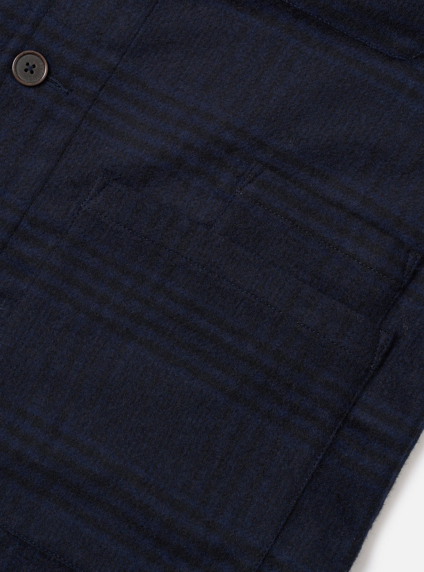 Universal Works Bob Wool Mix Bakers Overshirt Navy