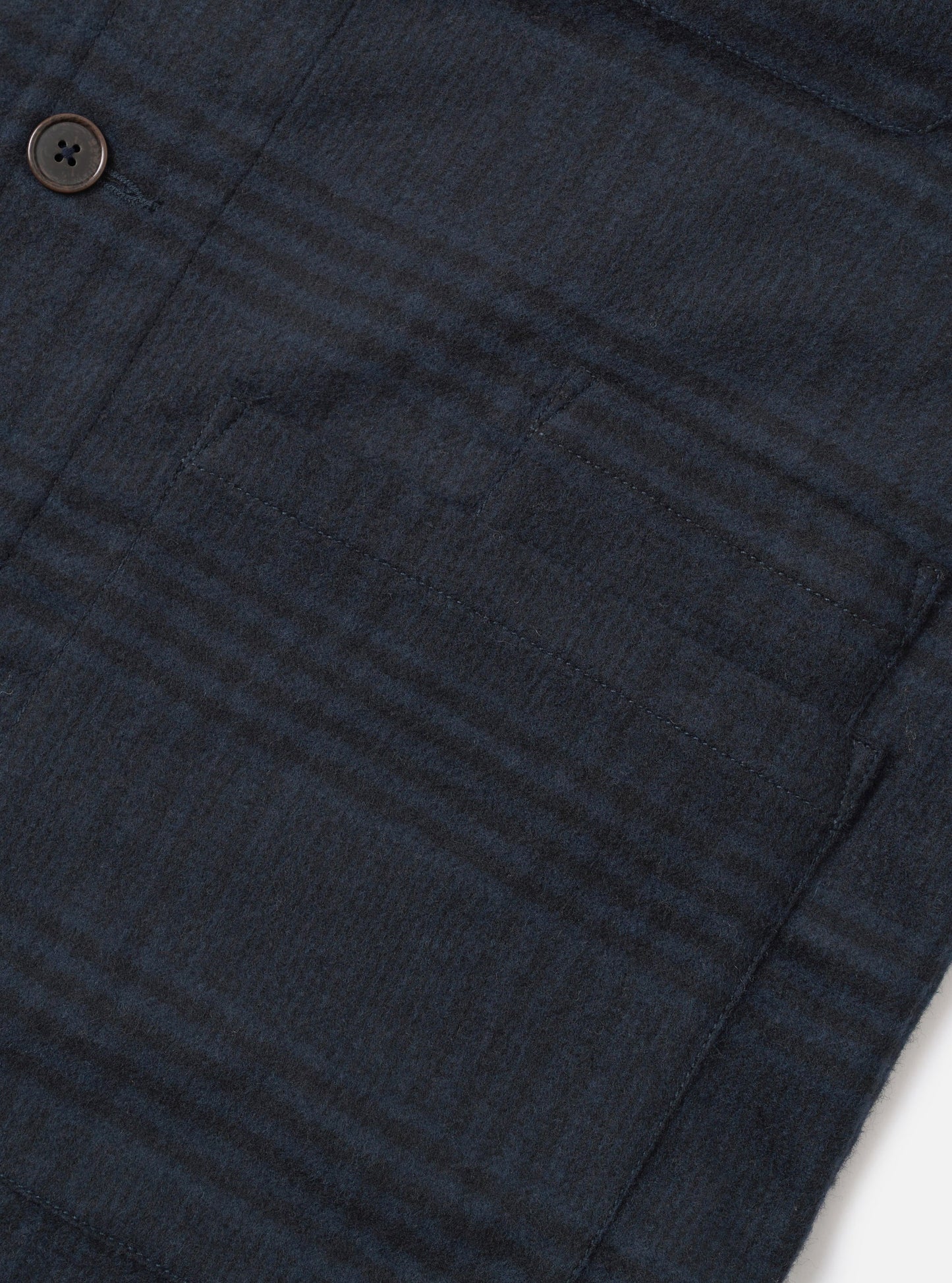 Universal Works Bob Wool Mix Bakers Overshirt Navy
