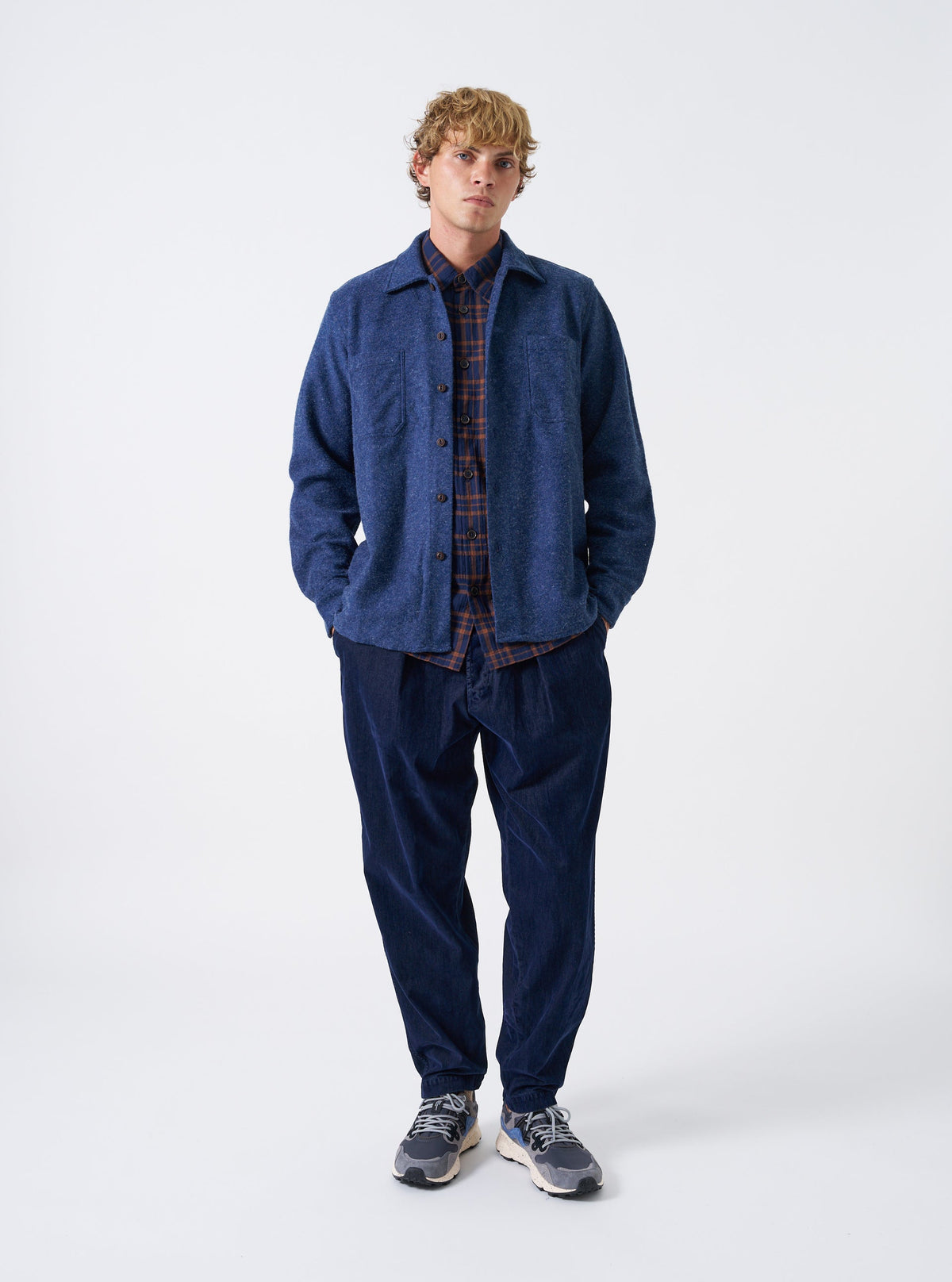 Universal Works Work Shirt Dam Marl Navy