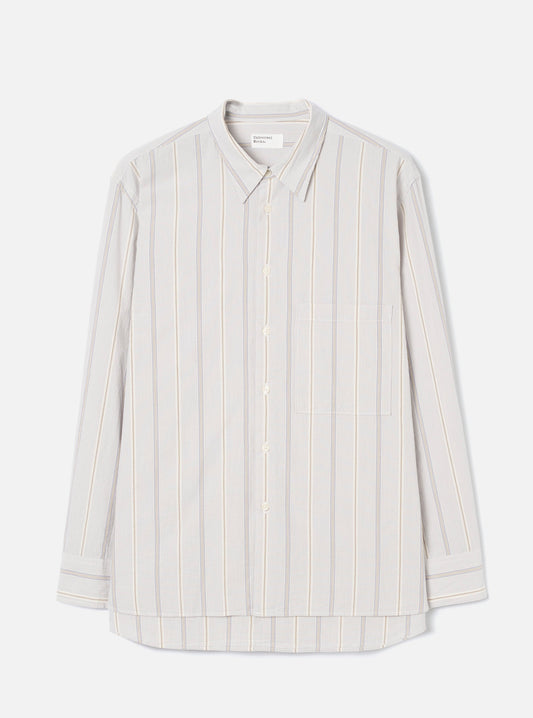 Universal Works Monk Organic Stripe Square Pocket Shirt Dove