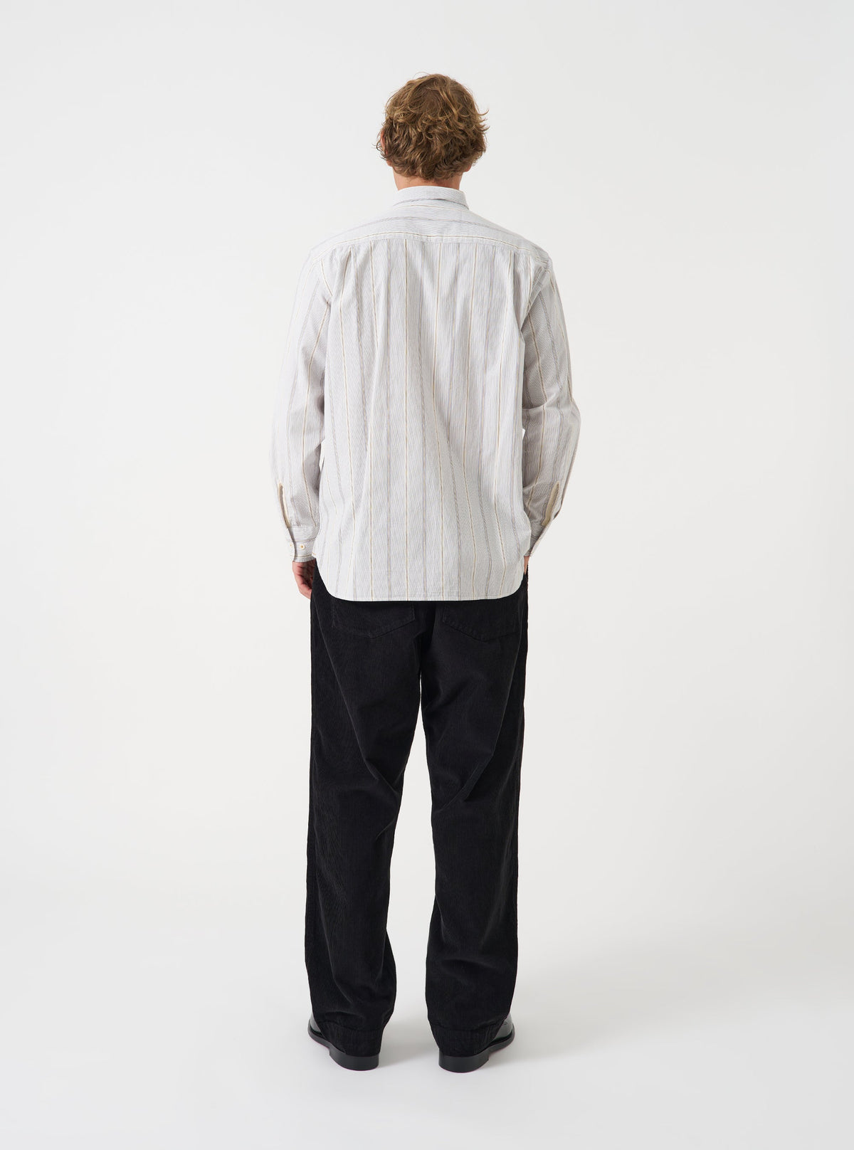 Universal Works Monk Organic Stripe Square Pocket Shirt Dove