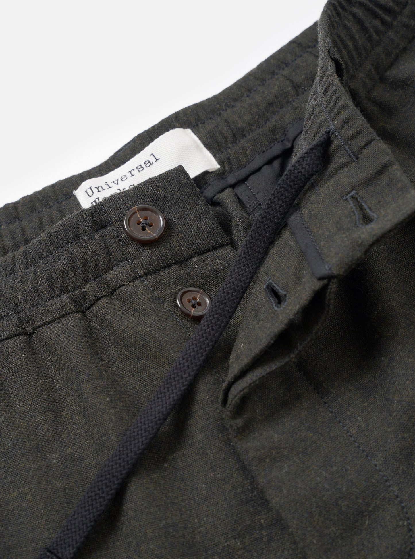 Universal Works Tweed Pleated Track Pant Olive