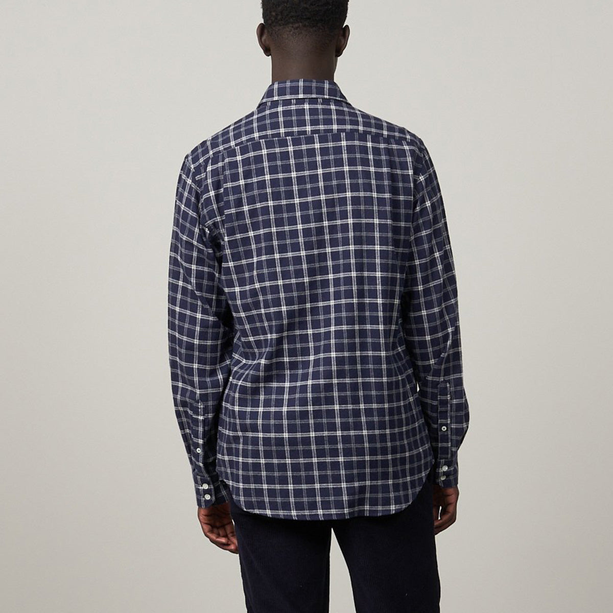 Hartford Navy Plaid Flannel Paul Shirt
