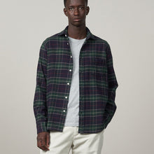 Load image into Gallery viewer, Hartford Paul Shirt Tartan  Green and Navy Flannel
