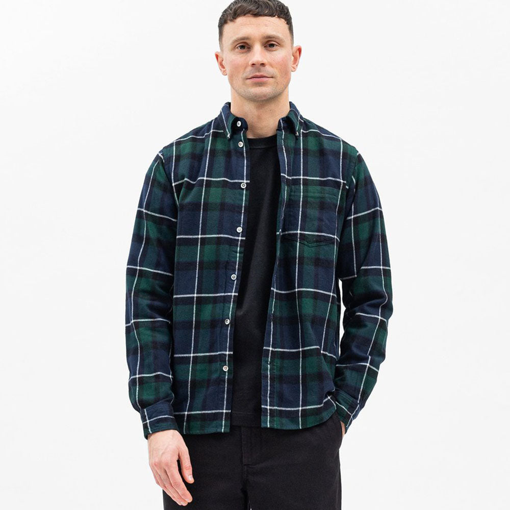 Norse Projects Anton Brushed Flannel Check Black Watch Check