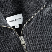 Load image into Gallery viewer, Norse Projects Hagen Wool Cotton Rib Full Zip Jacket Dark Grey Melange
