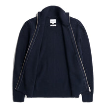 Load image into Gallery viewer, Norse Projects Hagen Wool Cotton Rib Full Zip Jacket Dark Navy
