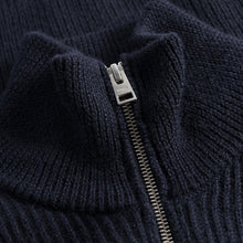 Load image into Gallery viewer, Norse Projects Hagen Wool Cotton Rib Full Zip Jacket Dark Navy
