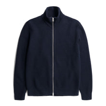 Load image into Gallery viewer, Norse Projects Hagen Wool Cotton Rib Full Zip Jacket Dark Navy
