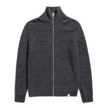 Load image into Gallery viewer, Norse Projects Hagen Wool Cotton Rib Full Zip Jacket Dark Grey Melange
