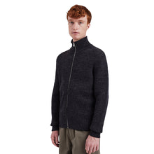 Load image into Gallery viewer, Norse Projects Hagen Wool Cotton Rib Full Zip Jacket Dark Grey Melange
