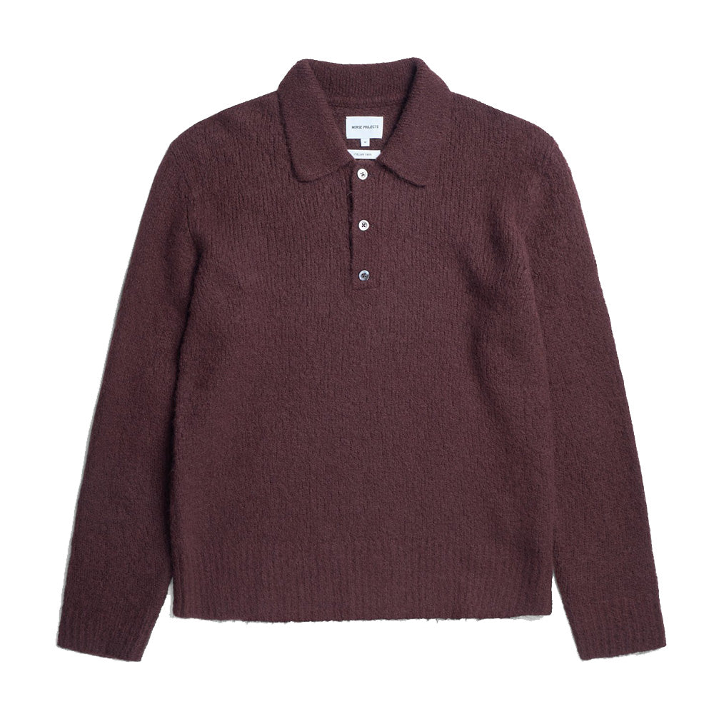 Norse Projects Rasmus Relaxed Brushed Polo Mahogany