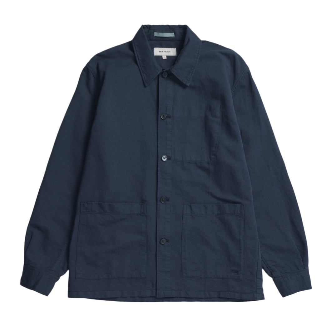 Norse Projects Julian Cotton Linen Overshirt Dark Navy