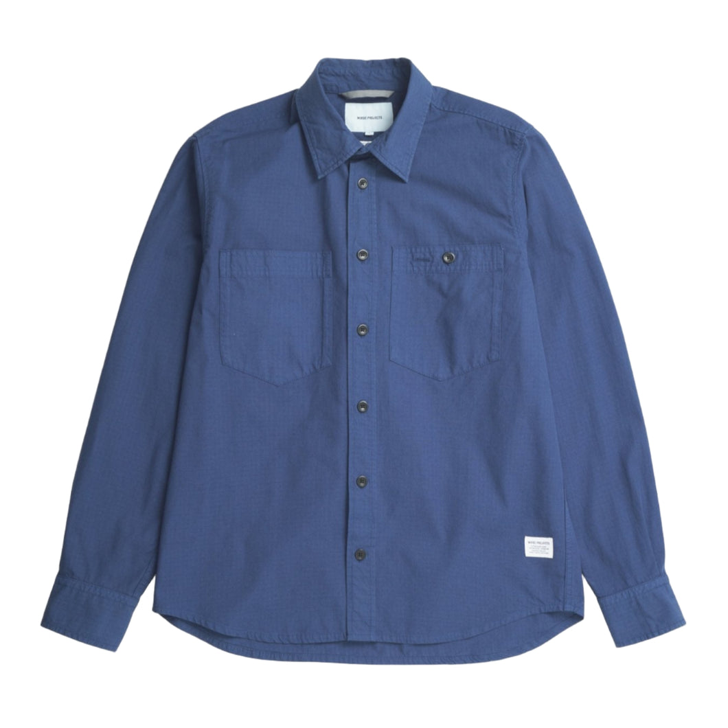 Norse Projects Algot Cotton Ripstop Relaxed Shirt Workwear Blue