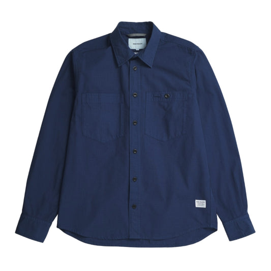 Norse Projects Algot Cotton Ripstop Relaxed Shirt Workwear Blue