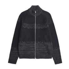 Load image into Gallery viewer, Norse Projects Ulf Full Zip Fairisle Cardigan Dark Grey
