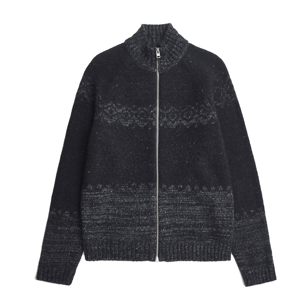 Norse Projects Ulf Full Zip Fairisle Cardigan Dark Grey