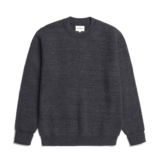 Norse Projects Henning Cotton Wool Rib Sweater Dark Grey Melange