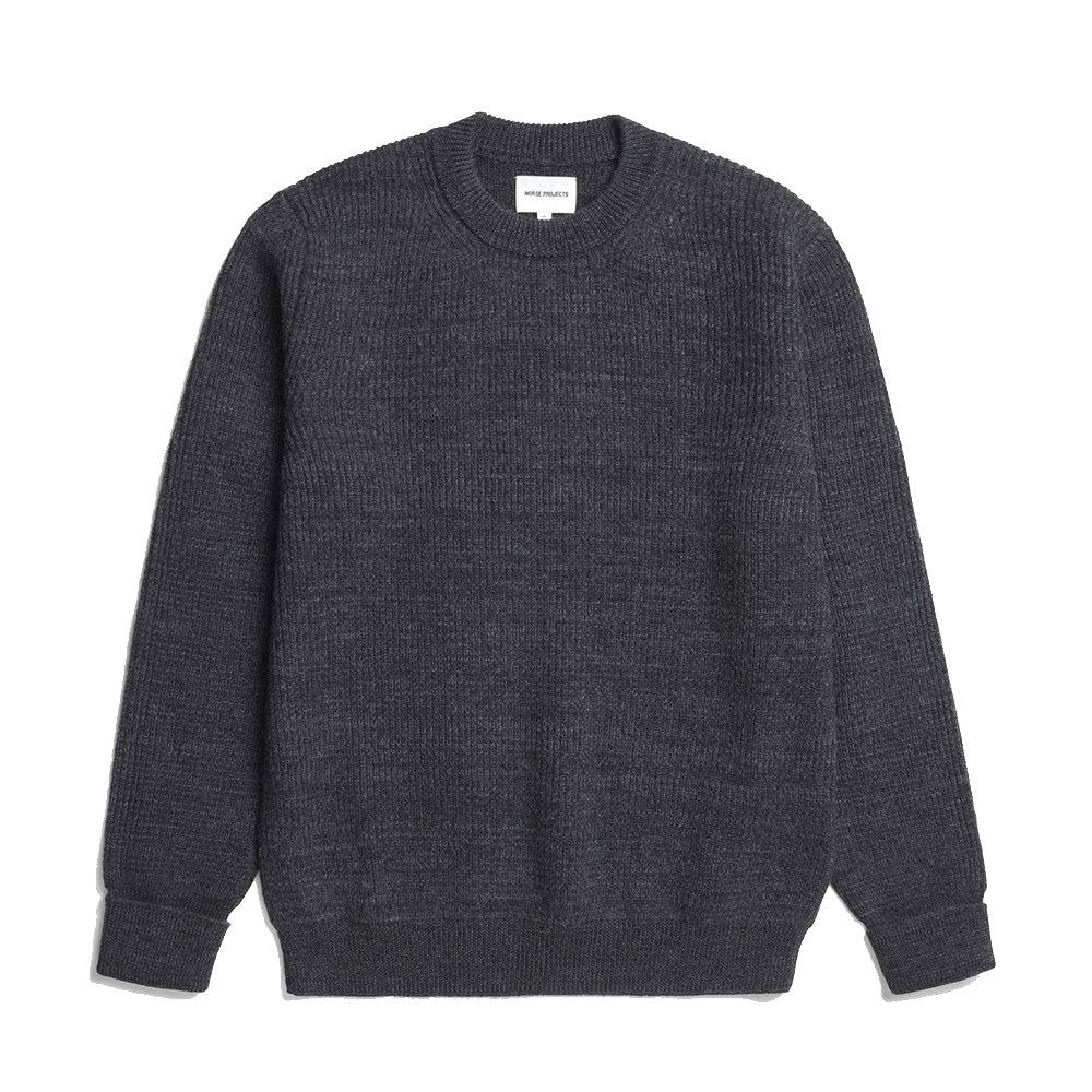 Norse Projects Henning Cotton Wool Rib Sweater Dark Grey Melange