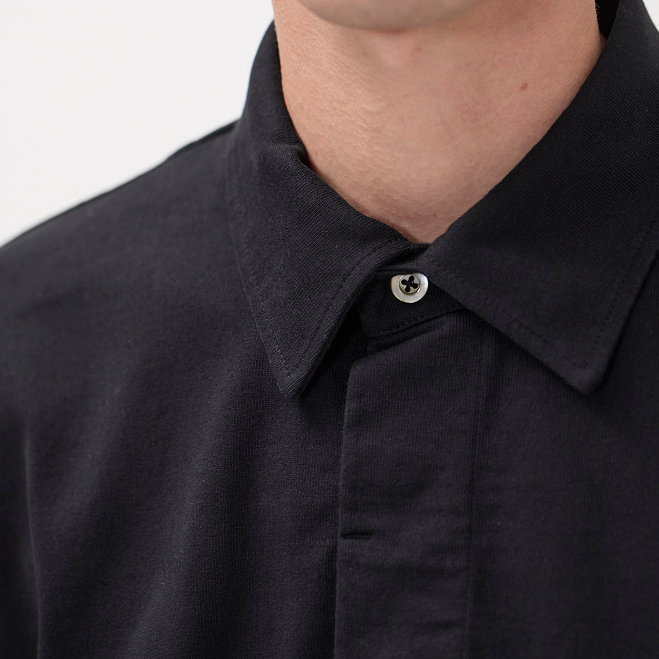Norse Projects Isefjord Compact Cotton LS Polo Black