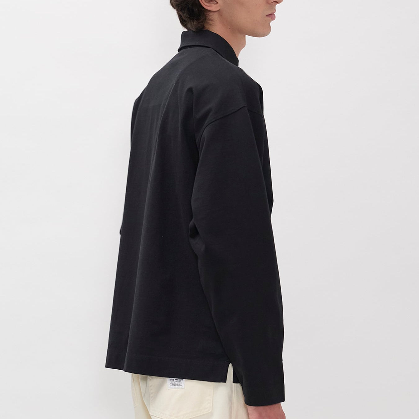 Norse Projects Isefjord Compact Cotton LS Polo Black