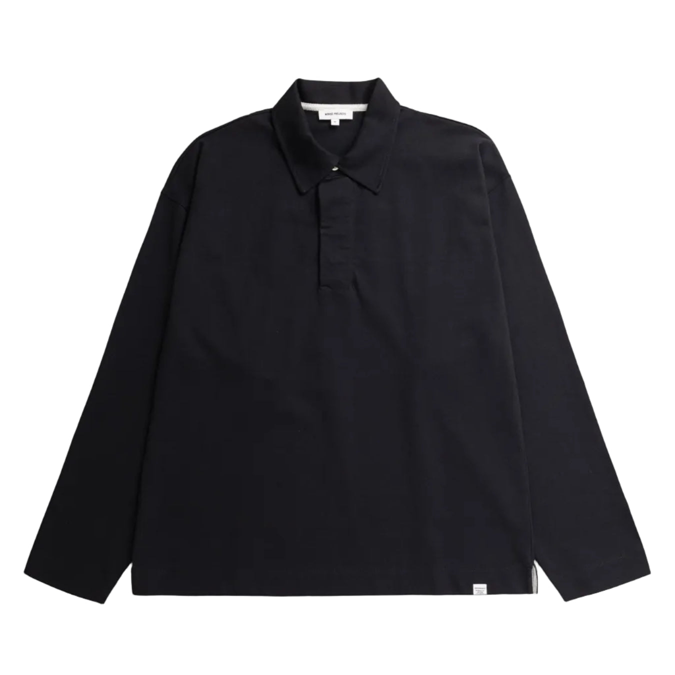 Norse Projects Isefjord Compact Cotton LS Polo Black