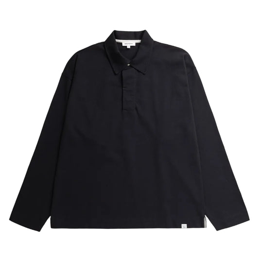Norse Projects Isefjord Compact Cotton LS Polo Black