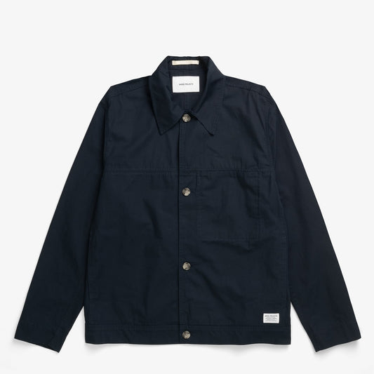 Norse Projects Arresskov Compact Cotton Overshirt Dark Navy