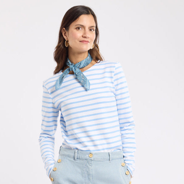 Armor Lux Womens Breton shirt L/S Heritage White/Placid Blue