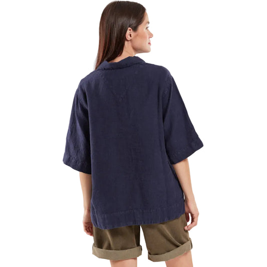 Armor Lux Womens Linen Heritage Smock Seal Navy