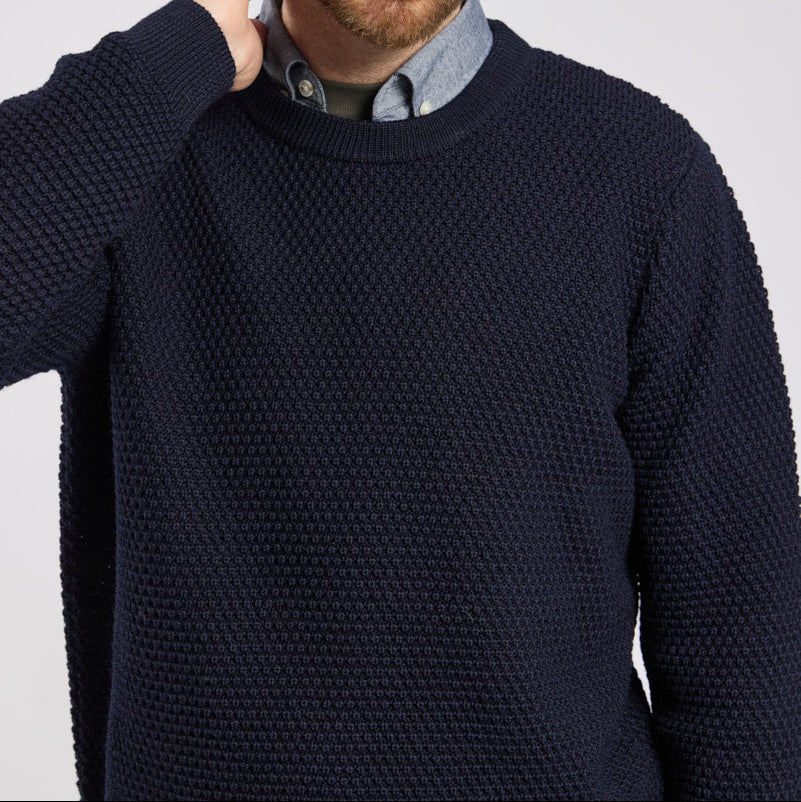 Armor Lux Wool Knit Crew Neck Navy