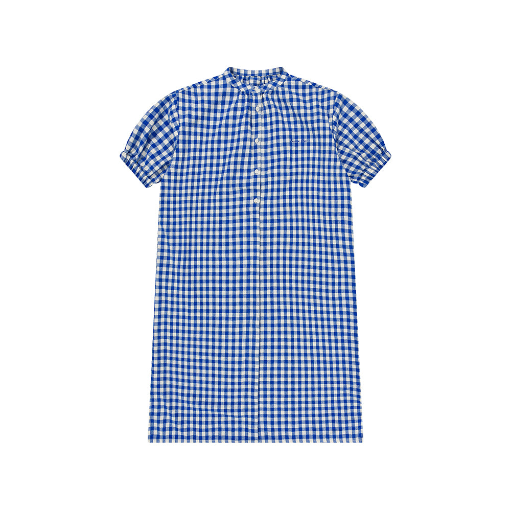 Kappy Design Gingham Check Linen Dress Blue