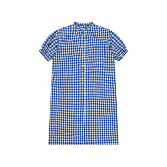 Kappy Design Gingham Check Linen Dress Blue