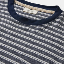 Load image into Gallery viewer, Anerkjendt Akkikki Cotton Linen Stripe Tee Sky Captain
