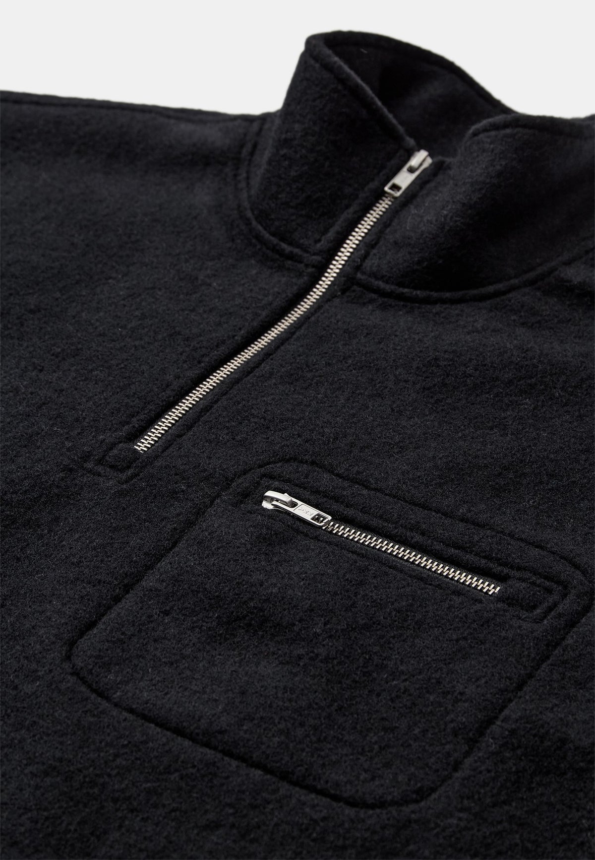 Anerkjendt Aktoni Half Zip  Boiled Wool Caviar