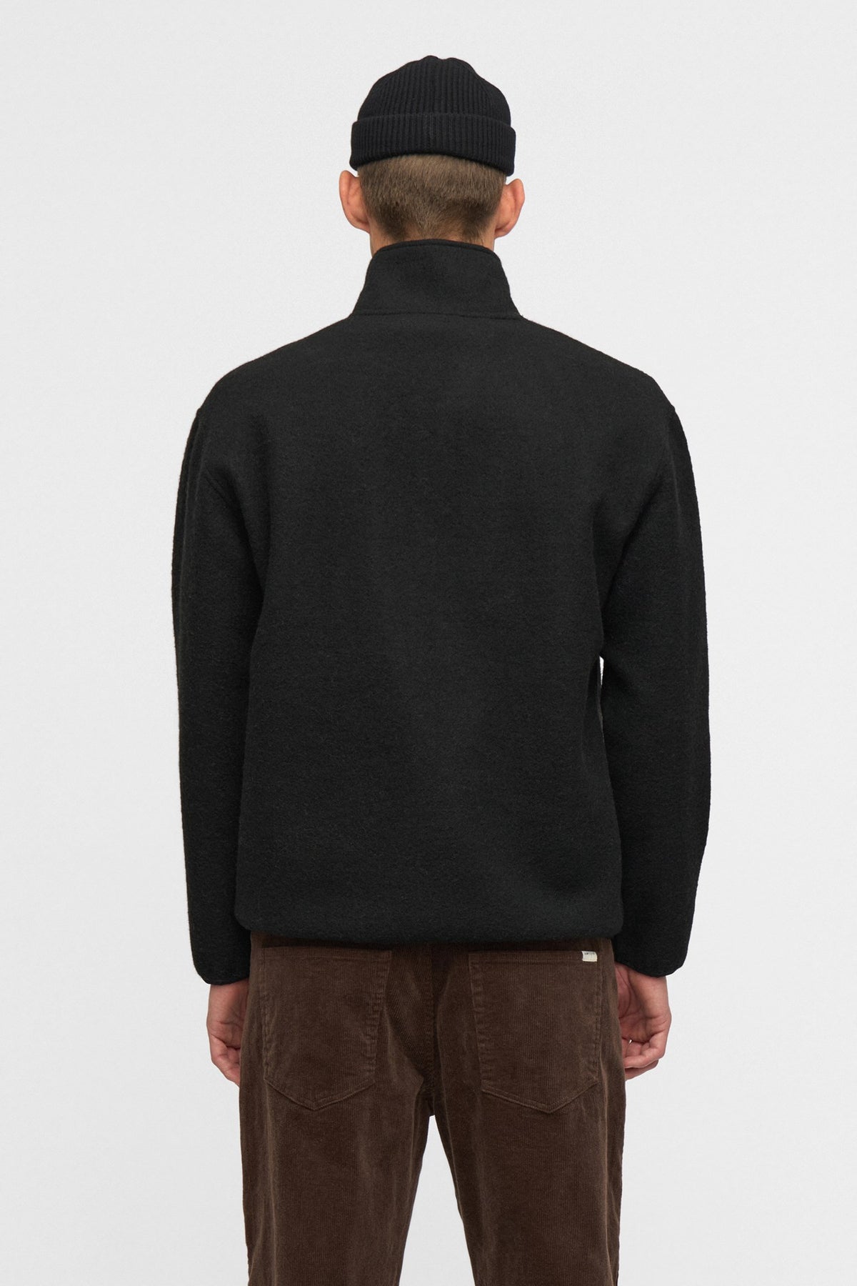Anerkjendt Aktoni Half Zip  Boiled Wool Caviar