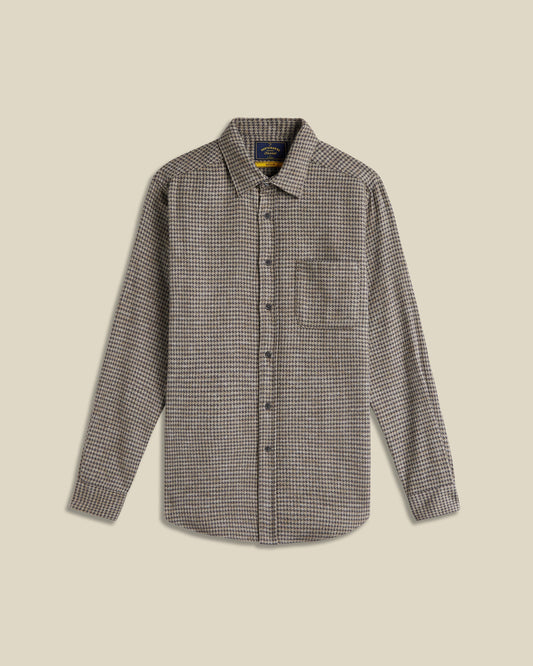Portuguese Flannel Abstract Pied Poule LS Shirt Charcoal