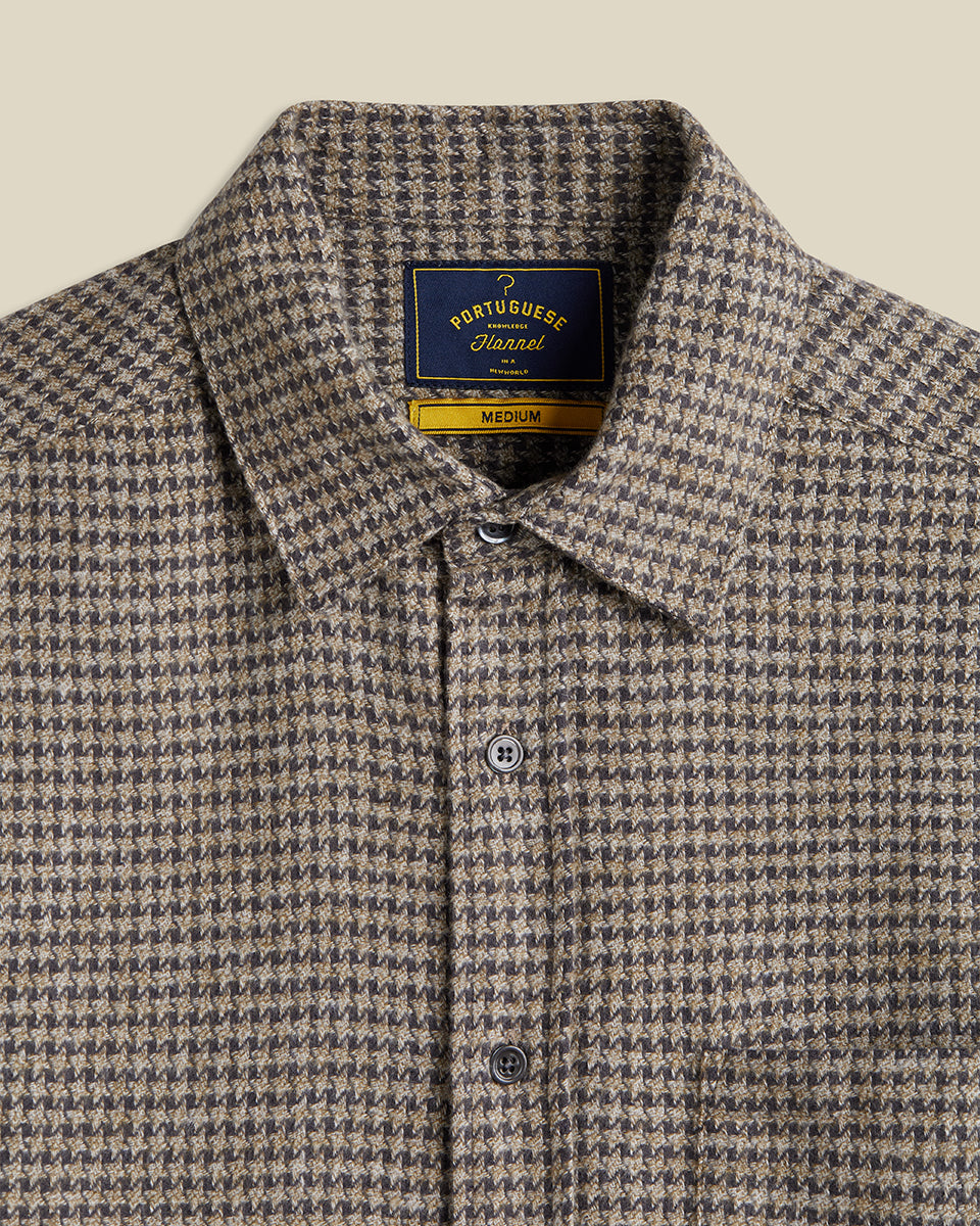 Portuguese Flannel Abstract Pied Poule LS Shirt Charcoal