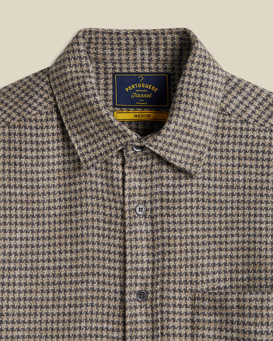 Portuguese Flannel Abstract Pied Poule LS Shirt Charcoal