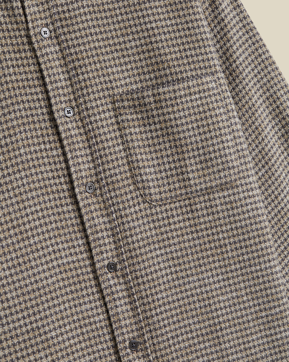 Portuguese Flannel Abstract Pied Poule LS Shirt Charcoal