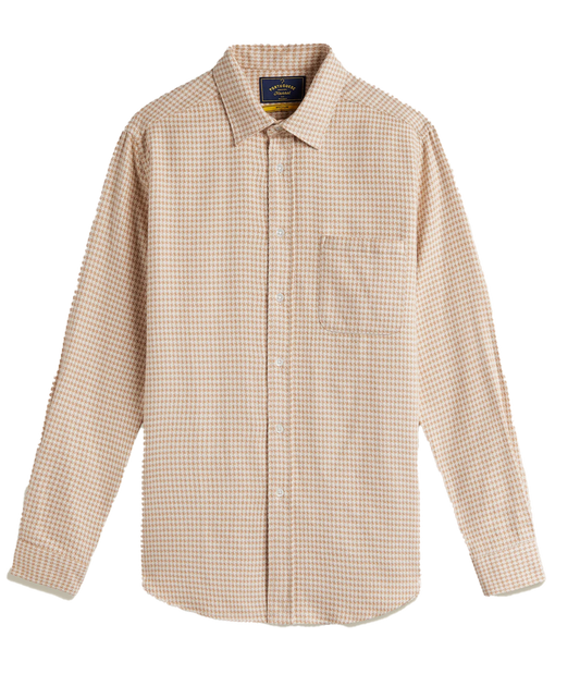 Portuguese Flannel Abstract Pied Poule LS Shirt Cream
