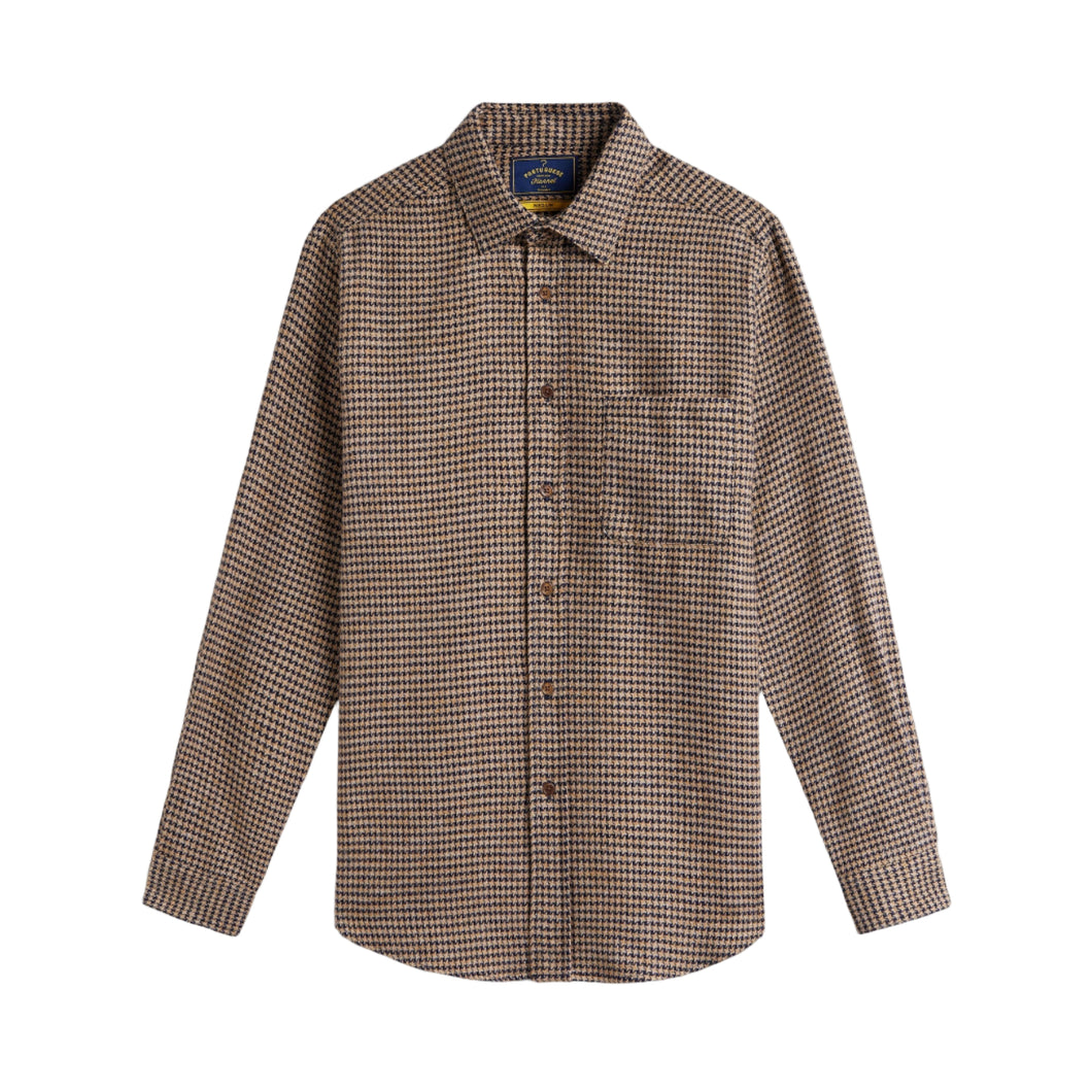 Portuguese Flannel Abstract Pied Poule LS Shirt Navy