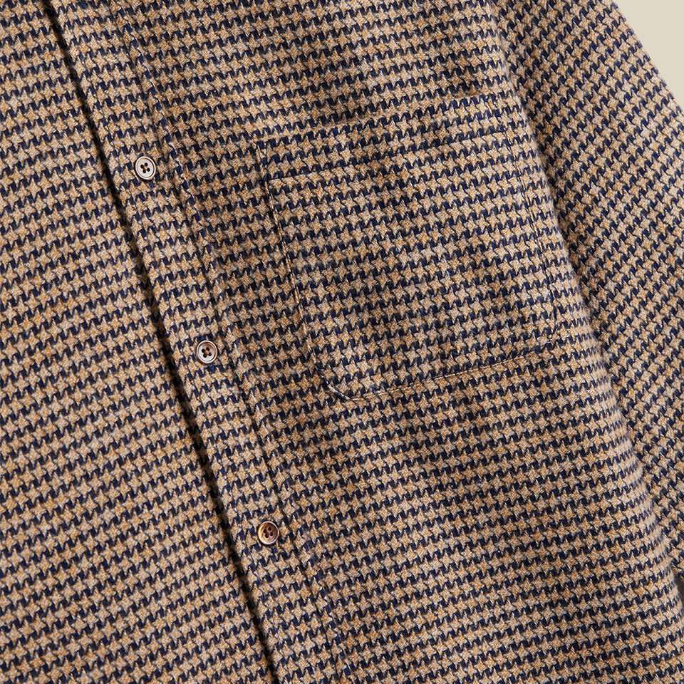 Portuguese Flannel Abstract Pied Poule LS Shirt Navy