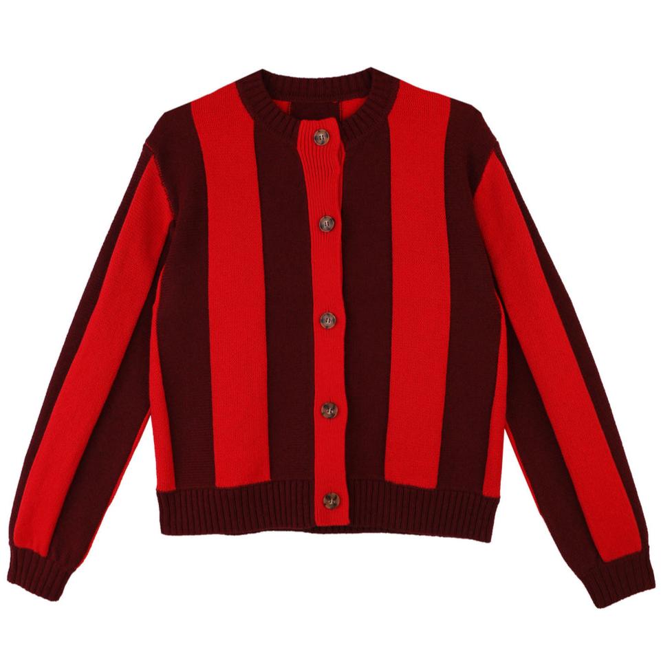 L.F.Markey Ace Cardigan Burgundy Stripe