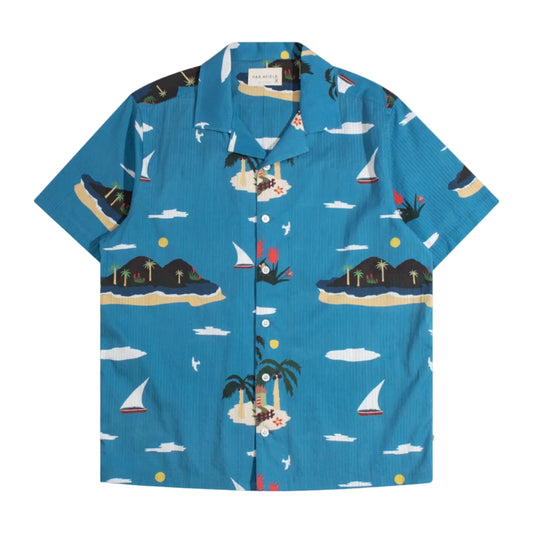 Far Afield Stachio Shirt Island Print Blue Multi