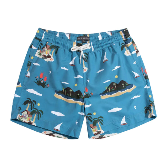 Far Afield Printed Swim Shorts Island Print