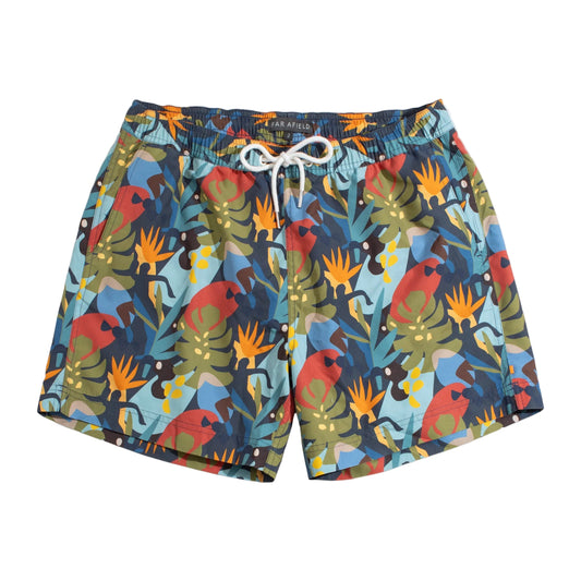 Far Afield Printed Swim Shorts Abstract Foilage
