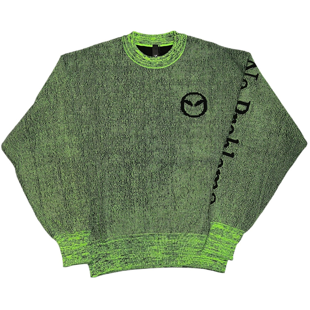 No Problemo Glitch Alien-O Crew Neck Knit Green