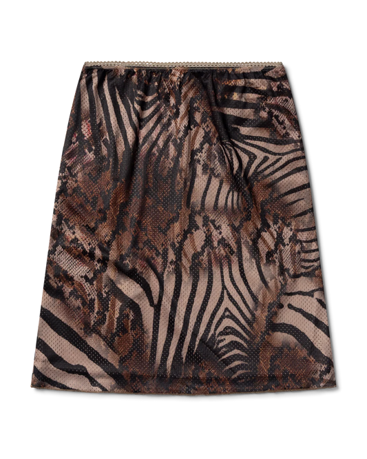 Aries Animal Airtex Midi Skirt Brown