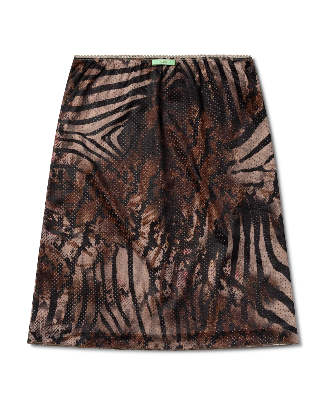 Aries Animal Airtex Midi Skirt Brown